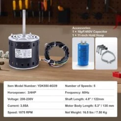 3/4HP Furnace Blower Motor 208/230-Volt 3.85 Amps 1075RPM 5 Speeds CW/CCW Rotation 48 Frame 4.8 In. Shaft Length -Patio Furniture Shop vevor blower motors msfgjdjg34hp581qqv6 76 1000