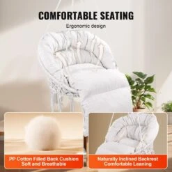 Hanging Hammock Swing Chair 330 Lbs. Capacity, Hammock Bed Macrame Hanging Chair With Cushion And Mounting Hardware 13 Hanging Hammock Swing Chair 330 Lbs. Capacity, Hammock Bed Macrame Hanging Chair With Cushion And Mounting Hardware -Patio Furniture Shop vevor camping hammocks xgsdysyqyxkzhtr7jv0 1f 1000