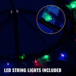 Hanging Tree Tent Max. 440 Lb. Capacity Tree Tent Swing With LED Rainbow Lights 43.4 X 46 In. Ceiling Hammock Tent, Blue -Patio Furniture Shop vevor camping hammocks zpetqqblue0000001v0 1f 1000