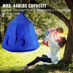 Hanging Tree Tent Max. 440 Lb. Capacity Tree Tent Swing With LED Rainbow Lights 43.4 X 46 In. Ceiling Hammock Tent, Blue -Patio Furniture Shop vevor camping hammocks zpetqqblue0000001v0 44 1000