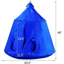 Hanging Tree Tent Max. 440 Lb. Capacity Tree Tent Swing With LED Rainbow Lights 43.4 X 46 In. Ceiling Hammock Tent, Blue -Patio Furniture Shop vevor camping hammocks zpetqqblue0000001v0 76 1000
