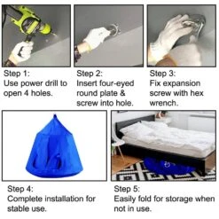 Hanging Tree Tent Max. 440 Lb. Capacity Tree Tent Swing With LED Rainbow Lights 43.4 X 46 In. Ceiling Hammock Tent, Blue -Patio Furniture Shop vevor camping hammocks zpetqqblue0000001v0 fa 1000