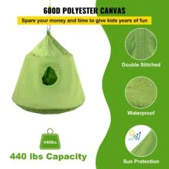 Hanging Tree Tent Max. 440 Lb. Capacity Tree Tent Swing With LED Rainbow Lights Ceiling Hammock Tent, Green -Patio Furniture Shop vevor camping hammocks zpetqqgreen000001v0 4f 1000