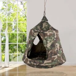 Hanging Tree Tent Max. 440 Lb. Capacity Tree Tent Swing With LED Rainbow Lights Ceiling Hammock Tent, Camouflage -Patio Furniture Shop vevor camping hammocks zpetqqmc000000001v0 31 1000