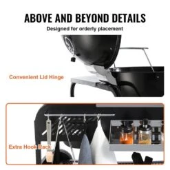 Performer Charcoal Grill 22 In . Premium Kettle Grill With Side Table BBQ Portable Grill -Patio Furniture Shop vevor cart grills dxz28434148406vjav0 44 1000