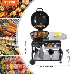 Performer Charcoal Grill 22 In . Premium Kettle Grill With Side Table BBQ Portable Grill -Patio Furniture Shop vevor cart grills dxz28434148406vjav0 76 1000