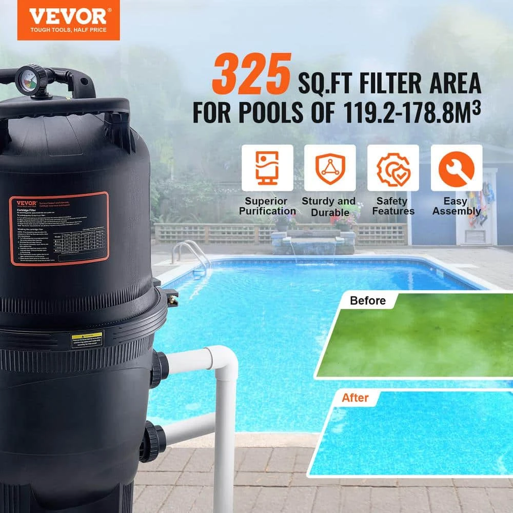 Cartridge Pool Filter 325 Sq. Ft.. Filter Area Inground Pool Filter Above Ground Swimming Pool Filtration Filter System 4 Cartridge Pool Filter 325 Sq. Ft.. Filter Area Inground Pool Filter Above Ground Swimming Pool Filtration Filter System - Image 2