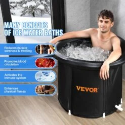 87 Gal. Ice Bath Tub, Cold Water Therapy Plunge Tub For Athletes, 1-person 1-Jet Portable Outdoor Ice Barrel Plunge Pool -Patio Furniture Shop vevor cold plunge ycqhk7585000vsl1pv0 fa 1000