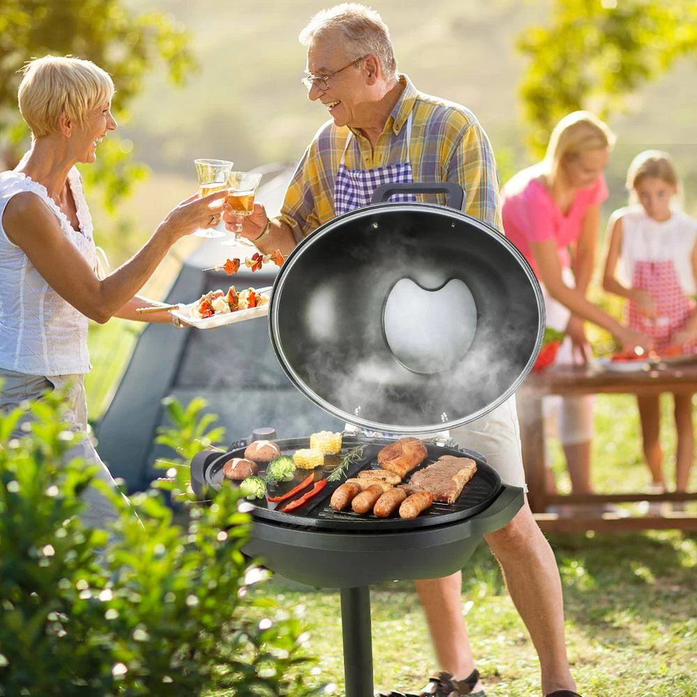 Indoor/Outdoor Electric Grill 200 Sq. In. Electric BBQGrill 2 Zone Gril Surface Removable Stand Electric Grills In Black 10 Indoor/Outdoor Electric Grill 200 Sq. In. Electric BBQGrill 2 Zone Gril Surface Removable Stand Electric Grills In Black - Image 8