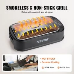 Smokeless Electric Grills 110 Sq. In. Electric BBQ Grill With Non-Stick Surface Dishwasher-Safe Indoor Grill,Black -Patio Furniture Shop vevor electric grills snwydkjsnw110mvidv1 44 1000