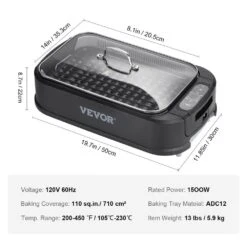 Smokeless Electric Grills 110 Sq. In. Electric BBQ Grill With Non-Stick Surface Dishwasher-Safe Indoor Grill,Black -Patio Furniture Shop vevor electric grills snwydkjsnw110mvidv1 76 1000