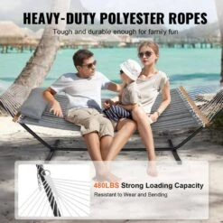 2-Person Hammock With Stand Included Heavy Duty 480lb Capacity Double Hammock With 12 FT Steel Stand -Patio Furniture Shop vevor fabric hammocks hfdchscstxyzg0k4nv0 4f 1000