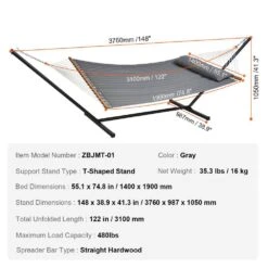 2-Person Hammock With Stand Included Heavy Duty 480lb Capacity Double Hammock With 12 FT Steel Stand -Patio Furniture Shop vevor fabric hammocks hfdchscstxyzg0k4nv0 76 1000