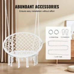 Hanging Hammock Swing Chair, 330 Lbs. Capacity, Macrame Hanging Chair With Mounting Hardware, Cotton Rope Swing Chair -Patio Furniture Shop vevor fabric hammocks xgsdysyqyxkzp5suwv0 1f 1000