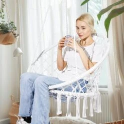 Hanging Hammock Swing Chair, 330 Lbs. Capacity, Macrame Hanging Chair With Mounting Hardware, Cotton Rope Swing Chair -Patio Furniture Shop vevor fabric hammocks xgsdysyqyxkzp5suwv0 31 1000