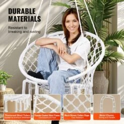 Hanging Hammock Swing Chair, 330 Lbs. Capacity, Macrame Hanging Chair With Mounting Hardware, Cotton Rope Swing Chair -Patio Furniture Shop vevor fabric hammocks xgsdysyqyxkzp5suwv0 4f 1000