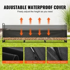 12.7 Ft. Outdoor Firewood Rack With Cover 152 In. X 14.2 In. X 46.1 In. Heavy Duty Firewood Holder Waterproof Cover 13 12.7 Ft. Outdoor Firewood Rack With Cover 152 In. X 14.2 In. X 46.1 In. Heavy Duty Firewood Holder Waterproof Cover -Patio Furniture Shop vevor firewood racks dcjpsygnjb152fgmbv0 1f 1000