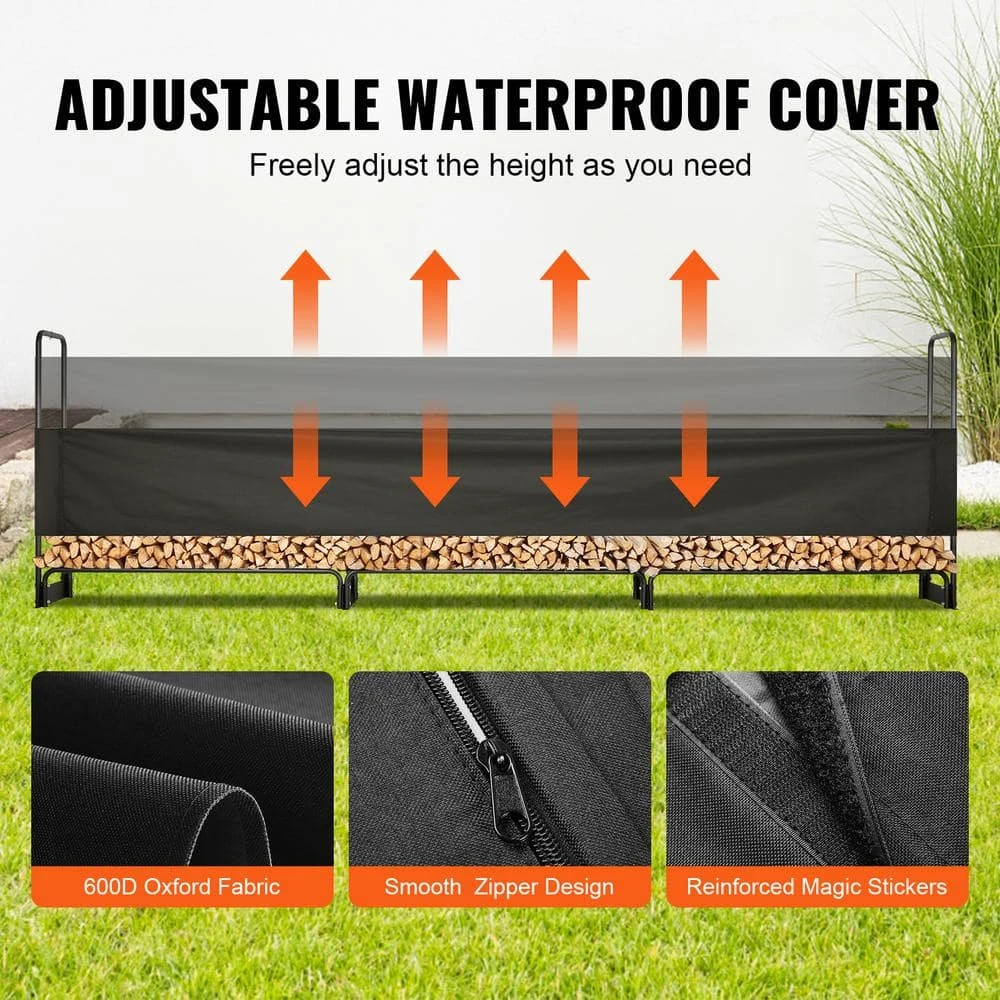 12.7 Ft. Outdoor Firewood Rack With Cover 152 In. X 14.2 In. X 46.1 In. Heavy Duty Firewood Holder Waterproof Cover 6 12.7 Ft. Outdoor Firewood Rack With Cover 152 In. X 14.2 In. X 46.1 In. Heavy Duty Firewood Holder Waterproof Cover - Image 4
