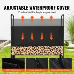 4.3 Ft. Outdoor Firewood Rack With Cover 52 In. X 14.2 In. X 46.1 In. Heavy-Duty Firewood Holder Waterproof Cover -Patio Furniture Shop vevor firewood racks dcjpsygnjb52xg4qjv0 1f 1000