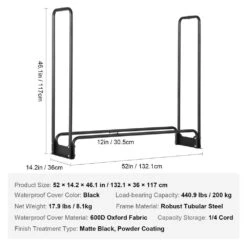 4.3 Ft. Outdoor Firewood Rack With Cover 52 In. X 14.2 In. X 46.1 In. Heavy-Duty Firewood Holder Waterproof Cover -Patio Furniture Shop vevor firewood racks dcjpsygnjb52xg4qjv0 76 1000