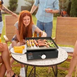 Portable Flat Top Griddle 16.9 In. Heavy-Duty Gas Griddle 1-Burner Countertop Propane Grill With Non-Stick Cooking Plate -Patio Furniture Shop vevor flat top grills zmxrqbl16yc2oykadv0 31 1000