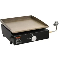 Portable Flat Top Griddle 16.9 In. Heavy-Duty Gas Griddle 1-Burner Countertop Propane Grill With Non-Stick Cooking Plate