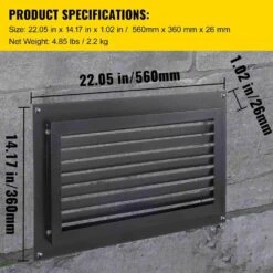 Crawl Space Flood Vent, 12 In. Height X 20 In. Black Width Foundation Flood Vent, To Reduce Foundation Damage -Patio Furniture Shop vevor flood barriers clh12x20absuvmwewv0 250305 76 1000