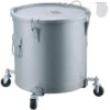 Fryer Grease Bucket 10 Gal Oil Disposal Caddy With Caster Base Carbon Steel Oil Transport Container, Gray