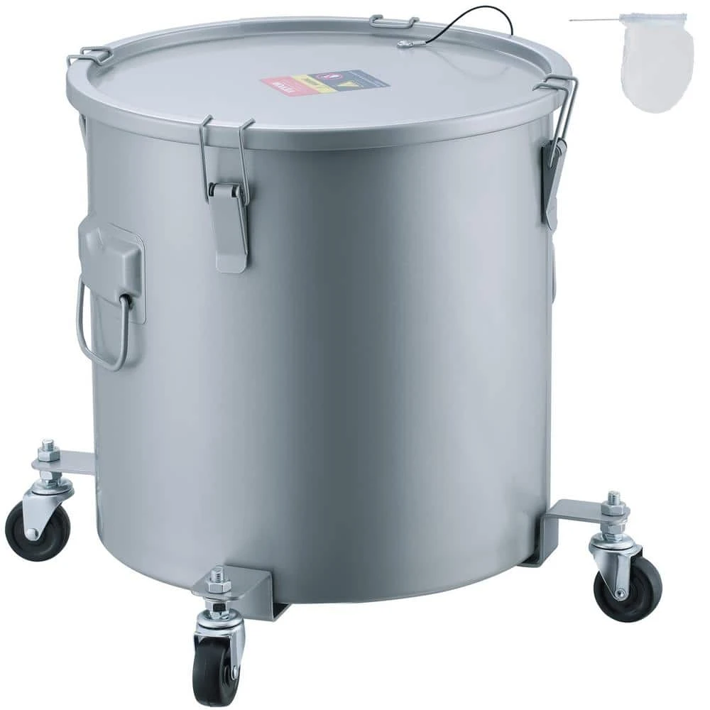 Fryer Grease Bucket 8 Gal Oil Disposal Caddy With Caster Base Carbon Steel Oil Transport Container, Gray 3 Fryer Grease Bucket 8 Gal Oil Disposal Caddy With Caster Base Carbon Steel Oil Transport Container, Gray