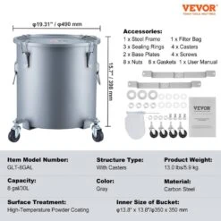 Fryer Grease Bucket 8 Gal Oil Disposal Caddy With Caster Base Carbon Steel Oil Transport Container, Gray 16 Fryer Grease Bucket 8 Gal Oil Disposal Caddy With Caster Base Carbon Steel Oil Transport Container, Gray -Patio Furniture Shop vevor fryer accessories djlzgyzttgpspyat5v0 76 1000