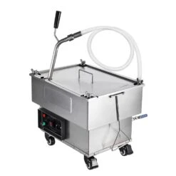 Fryer Filter Machine 5.8 Gal. Thermostatic Control Stainless Steel Deep Fryer Oil Filter For Restaurants, Silver