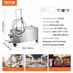 300 Watt Mobile Fryer Filter 80 Lbs. Capacity Oil Filtration System 10.6 Gal. Fryer Filter Frying Oil Filtering System -Patio Furniture Shop vevor fryer accessories lf5 jyf1jzyglqjg1v1 76 1000