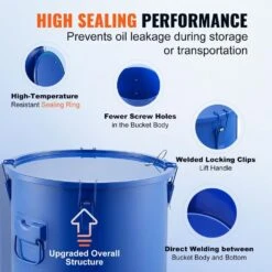 Fryer Grease Bucket 10 Gal. Thickened Steel Rust-Proof Coating Fryer Oil Bucket With Filter Bag For Hot Cooking, Blue -Patio Furniture Shop vevor fryer accessories lytls10gal6qwsomyv0 1f 1000