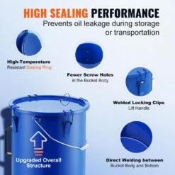Fryer Grease Bucket 6 Gal. Rust-Proof Coating Oil Transport Container With Lid And Lock Clips For Hot Cooking, Blue -Patio Furniture Shop vevor fryer accessories lytls6galce9figw6v0 1f 1000