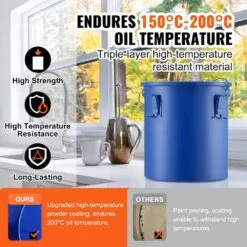 Fryer Grease Bucket 6 Gal. Rust-Proof Coating Oil Transport Container With Lid And Lock Clips For Hot Cooking, Blue -Patio Furniture Shop vevor fryer accessories lytls6galce9figw6v0 4f 1000