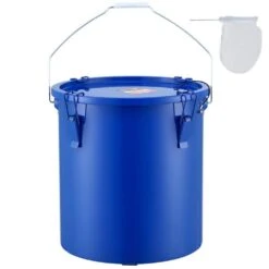 Fryer Grease Bucket 6 Gal. Rust-Proof Coating Oil Transport Container With Lid And Lock Clips For Hot Cooking, Blue