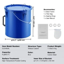 Fryer Grease Bucket 6 Gal. Rust-Proof Coating Oil Transport Container With Lid And Lock Clips For Hot Cooking, Blue -Patio Furniture Shop vevor fryer accessories lytls6galce9figw6v0 76 1000