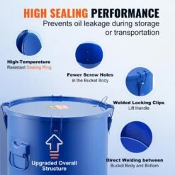 Fryer Grease Bucket 10 Gal Oil Disposal Caddy Carbon Steel Fryer Oil Bucket Oil Transport Container, Blue -Patio Furniture Shop vevor fryer accessories whlyzttg10jlfhkx1v0 1f 1000