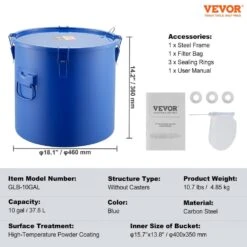 Fryer Grease Bucket 10 Gal Oil Disposal Caddy Carbon Steel Fryer Oil Bucket Oil Transport Container, Blue -Patio Furniture Shop vevor fryer accessories whlyzttg10jlfhkx1v0 76 1000