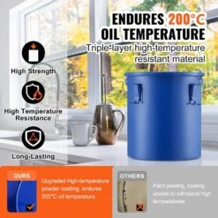 Fryer Grease Bucket 6 Gal Oil Disposal Caddy Carbon Steel Fryer Oil Bucket Oil Transport Container, Blue -Patio Furniture Shop vevor fryer accessories whlyzttg6jlp203xgv0 4f 1000