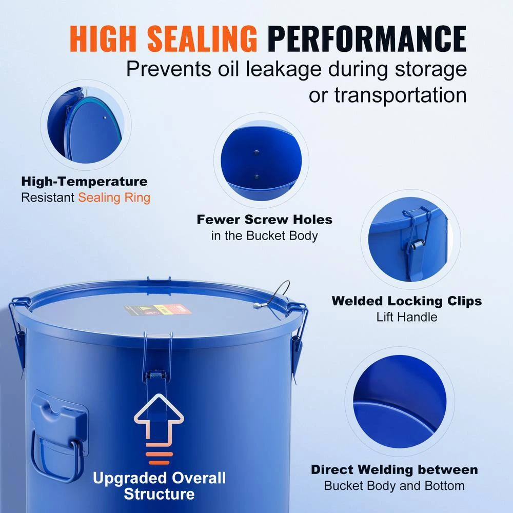 Fryer Grease Bucket 8 Gal Oil Disposal Caddy Carbon Steel Fryer Oil Bucket Oil Transport Container, Blue 6 Fryer Grease Bucket 8 Gal Oil Disposal Caddy Carbon Steel Fryer Oil Bucket Oil Transport Container, Blue - Image 4