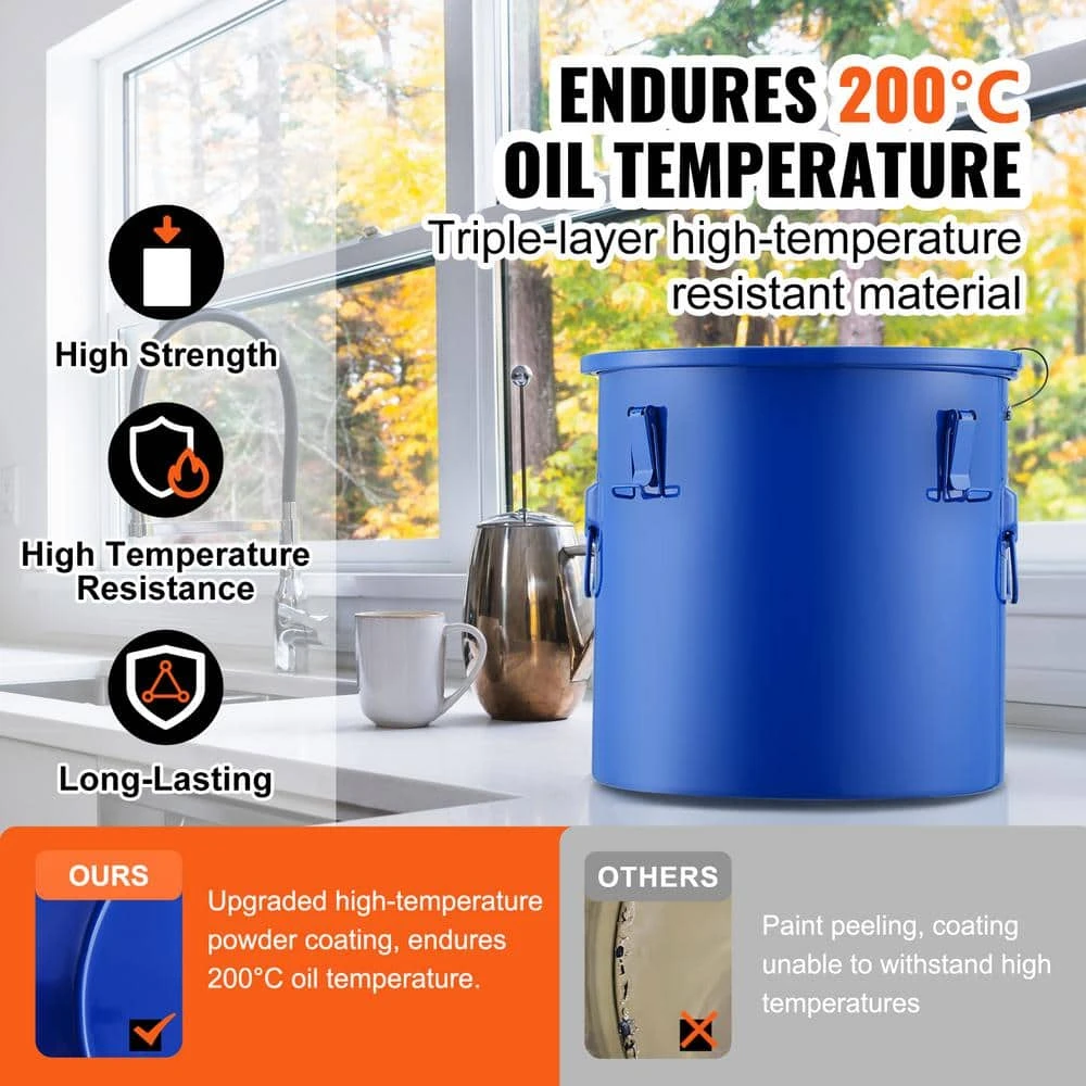 Fryer Grease Bucket 8 Gal Oil Disposal Caddy Carbon Steel Fryer Oil Bucket Oil Transport Container, Blue 5 Fryer Grease Bucket 8 Gal Oil Disposal Caddy Carbon Steel Fryer Oil Bucket Oil Transport Container, Blue - Image 3