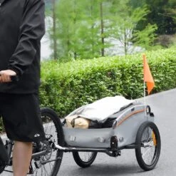 Bike Cargo Trailer 100 Lbs. 3.27 Cu. Ft. Metal Garden Cart W/Hitch, Waterproof Cover For 22-28 In. Bike Wheel -Patio Furniture Shop vevor garden carts cgkhzhjg100bmfbkov0 31 1000