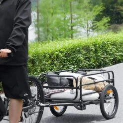 Bike Cargo Trailer 160 Lbs. Carbon Steel 3.89 Cu. Ft. Metal Garden Cart With 16 In. Wheels For 22-28 In. Bike Wheel -Patio Furniture Shop vevor garden carts cgkhzhjg200b5hwmpv0 31 1000