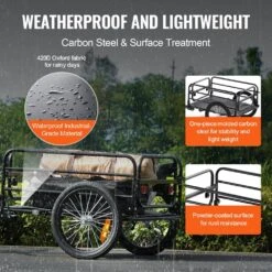 Bike Cargo Trailer 160 Lbs. Carbon Steel 3.89 Cu. Ft. Metal Garden Cart With 16 In. Wheels For 22-28 In. Bike Wheel -Patio Furniture Shop vevor garden carts cgkhzhjg200b5hwmpv0 4f 1000