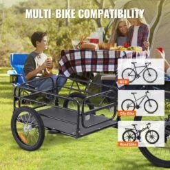 Bike Cargo Trailer 160 Lbs. Carbon Steel 3.89 Cu. Ft. Metal Garden Cart With 16 In. Wheels For 22-28 In. Bike Wheel -Patio Furniture Shop vevor garden carts cgkhzhjg200b5hwmpv0 fa 1000
