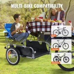 Bike Cargo Trailer 100 Lbs. 3.06 Cu. Ft. Metal Garden Cart With 16 In. Wheels Fits 22 In. - 28 In. Bike Wheels -Patio Furniture Shop vevor garden carts cgkhzlhj100bhmdbav0 fa 1000