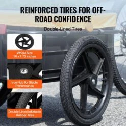 Bike Cargo Trailer 88 Lbs. Load Capacity 2.44 Cu. Ft. Metal Garden Cart W/Hitch 16 In. Wheel For 24 -28 In Wheel -Patio Furniture Shop vevor garden carts cgkzghjg100bkktqkv0 1f 1000