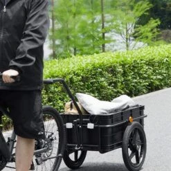 Bike Cargo Trailer 88 Lbs. Load Capacity 2.44 Cu. Ft. Metal Garden Cart W/Hitch 16 In. Wheel For 24 -28 In Wheel -Patio Furniture Shop vevor garden carts cgkzghjg100bkktqkv0 31 1000