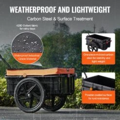 Bike Cargo Trailer 88 Lbs. Load Capacity 2.44 Cu. Ft. Metal Garden Cart W/Hitch 16 In. Wheel For 24 -28 In Wheel -Patio Furniture Shop vevor garden carts cgkzghjg100bkktqkv0 4f 1000